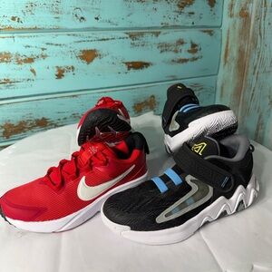 2 Pairs of Nike Kids Red and Black Sneakers
